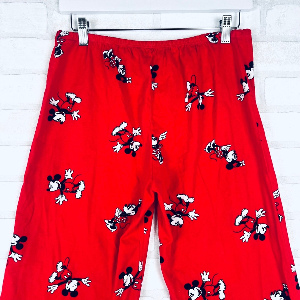 Disney Mickey Minnie Mouse Pajama Pants Womens Medium Red Wide Leg Sleepwear - Picture 7 of 14